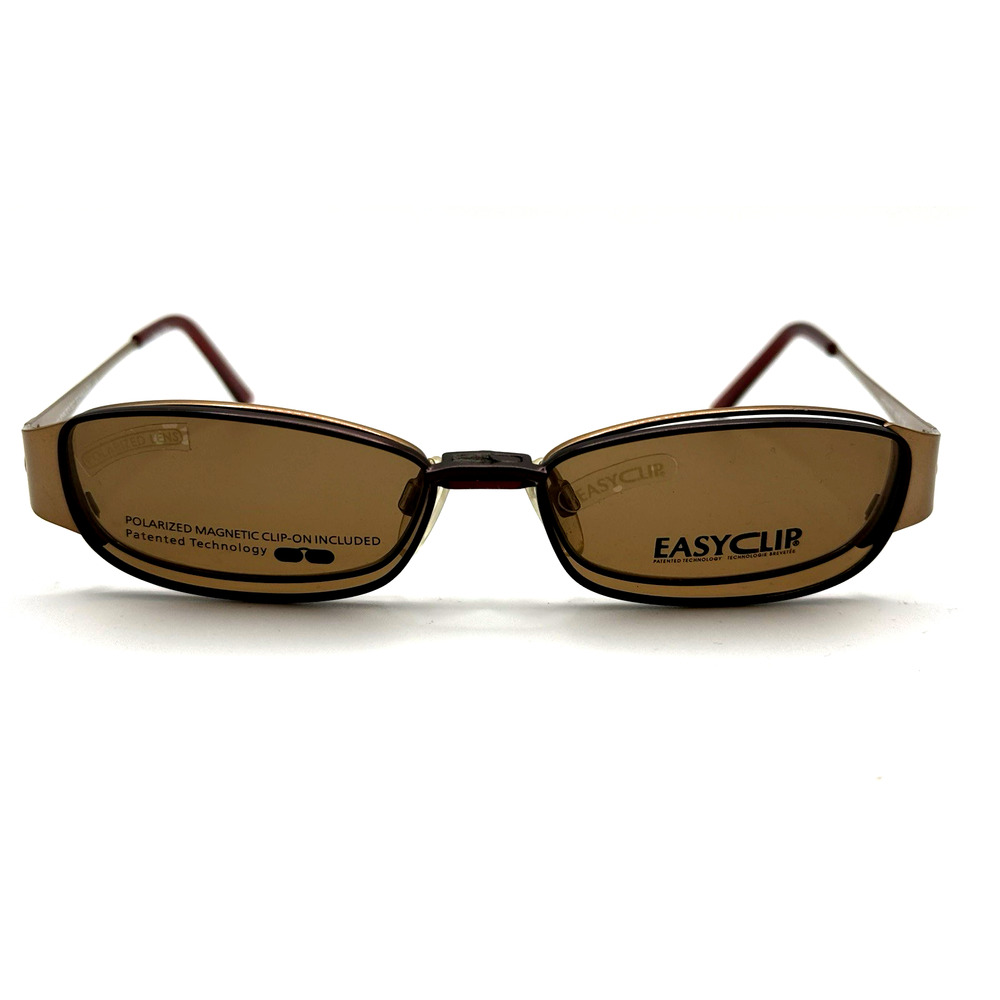 EASYCLIP P6078 GOLD/RED EYEGLASSES SUNGLASSES FRAMES 48-15-135